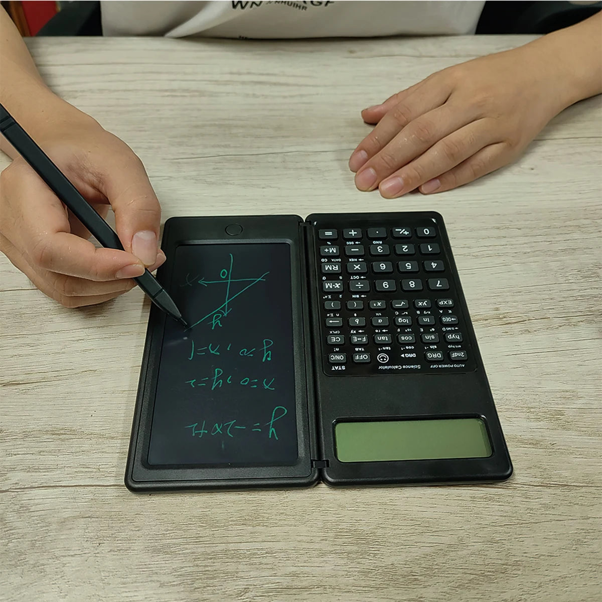 Foldable 10-Digit Scientific Calculator with Erasable Writing Tablet – Large Display Digital Drawing Pad for Math & More