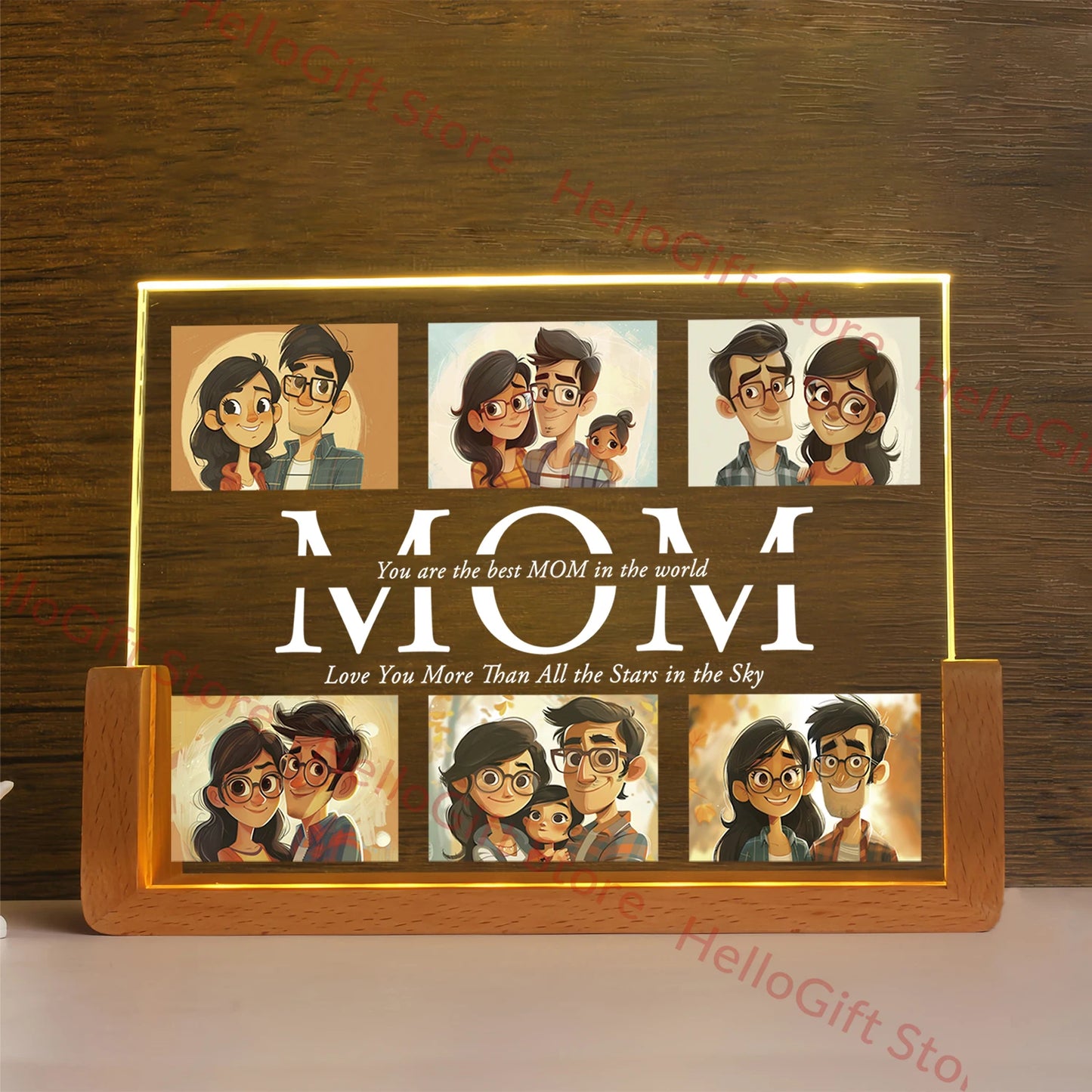 Personalized 3D Acrylic Lamp – Custom Photo & Text Night Light for MOM, DAD, Family, and Friends