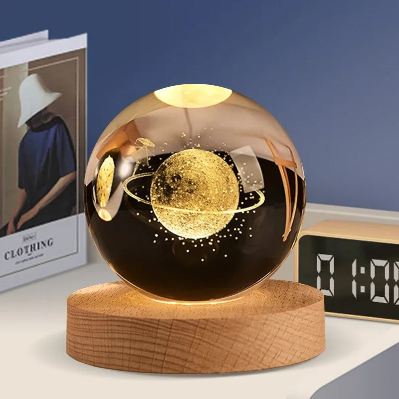 3D Laser-Engraved Crystal Glass Ball Globe – Elegant Décor & Unique Gift