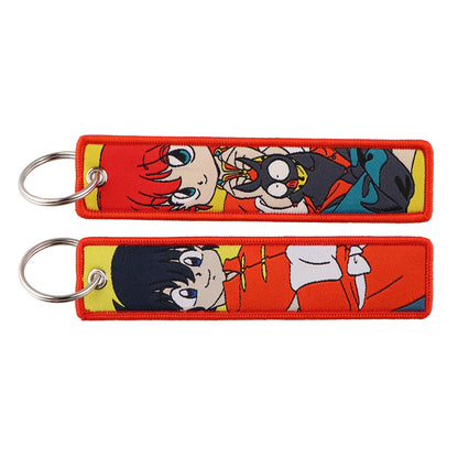 Cool Japanese Anime Embroidered Keychain – Stylish Key Fob for Cars, Motorcycles, Backpacks & Gifts