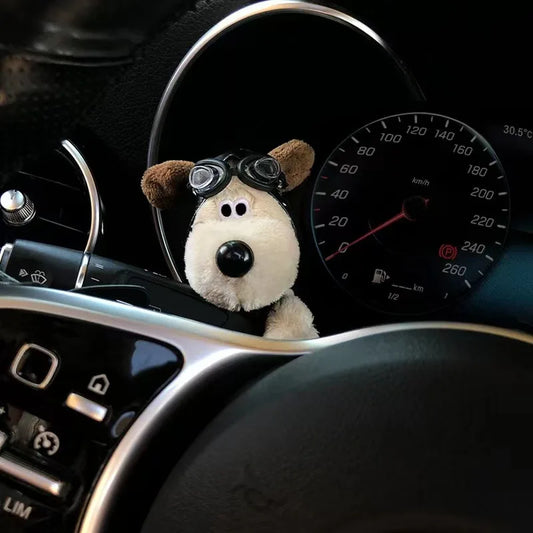 Plush Puppy Clutch Decoration – Cute Dog Wiper Turn Signal Switch Doll for Car Interior Accessories