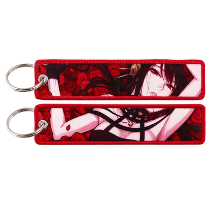 Cool Japanese Anime Embroidered Keychain – Stylish Key Fob for Cars, Motorcycles, Backpacks & Gifts