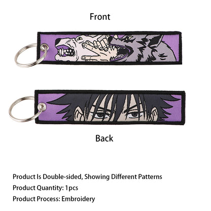 Cool Japanese Anime Embroidered Keychain – Stylish Key Fob for Cars, Motorcycles, Backpacks & Gifts