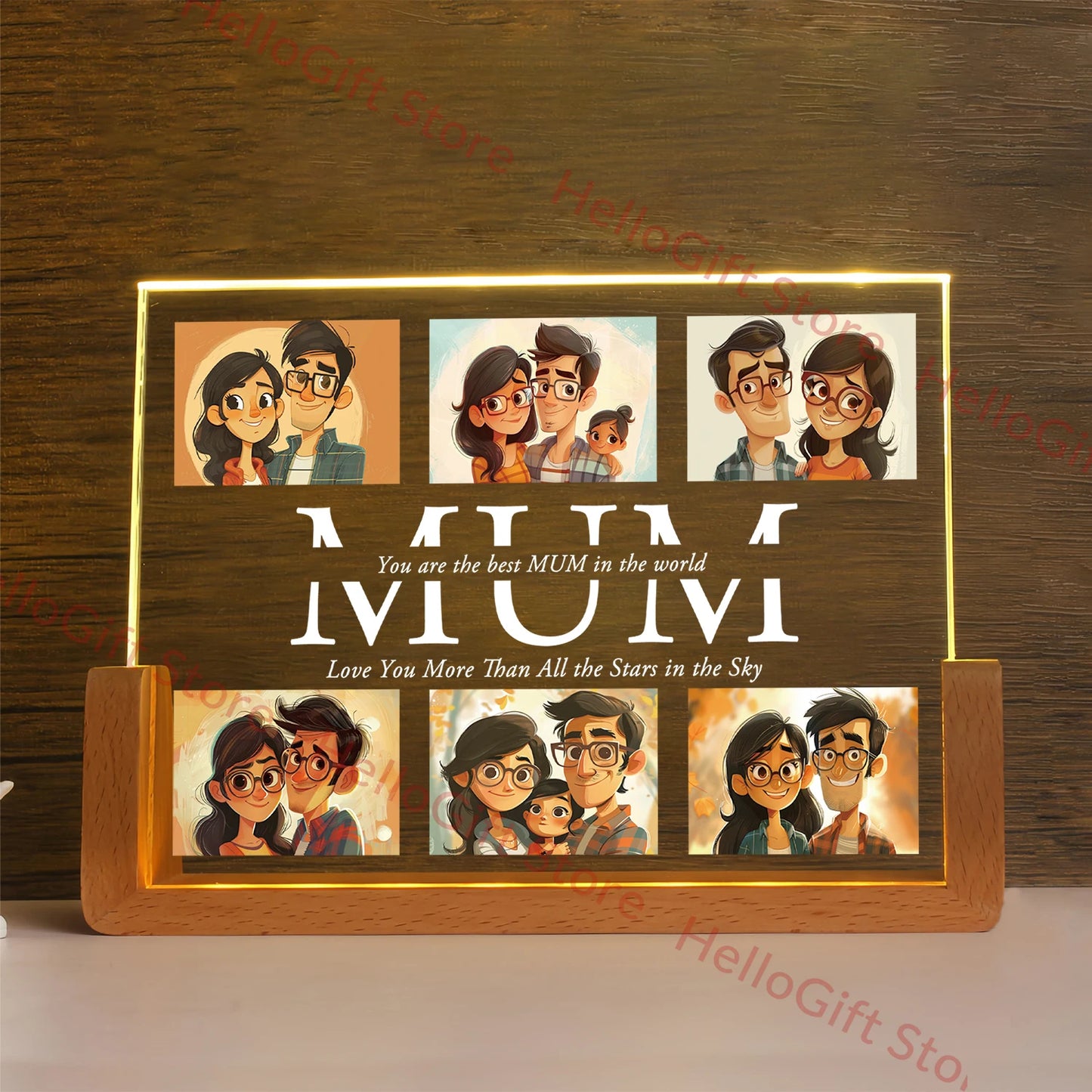 Personalized 3D Acrylic Lamp – Custom Photo & Text Night Light for MOM, DAD, Family, and Friends