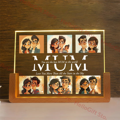 Personalized 3D Acrylic Lamp – Custom Photo & Text Night Light for MOM, DAD, Family, and Friends