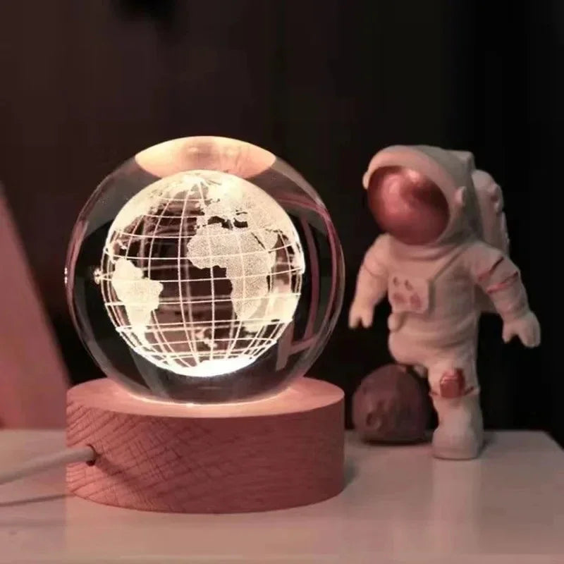 3D Laser-Engraved Crystal Glass Ball Globe – Elegant Décor & Unique Gift