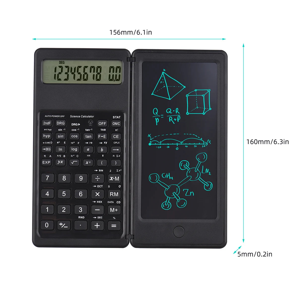 Foldable 10-Digit Scientific Calculator with Erasable Writing Tablet – Large Display Digital Drawing Pad for Math & More