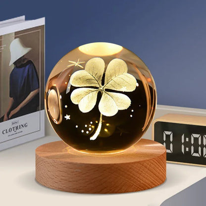 3D Laser-Engraved Crystal Glass Ball Globe – Elegant Décor & Unique Gift