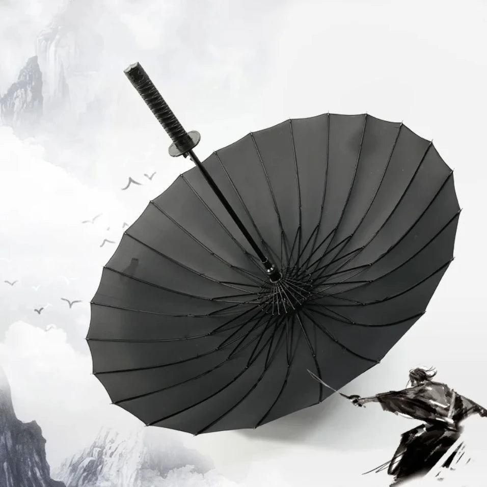 Japanese Katana Umbrella – 8/16/24 Bone Samurai Sword Rain Gear with Removable Handle, Automatic Long Handle & Rainproof Design