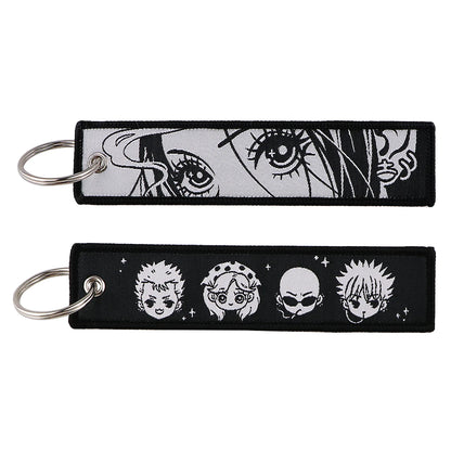 Cool Japanese Anime Embroidered Keychain – Stylish Key Fob for Cars, Motorcycles, Backpacks & Gifts