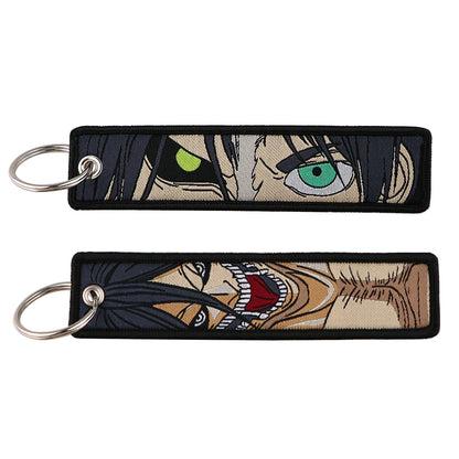 Cool Japanese Anime Embroidered Keychain – Stylish Key Fob for Cars, Motorcycles, Backpacks & Gifts