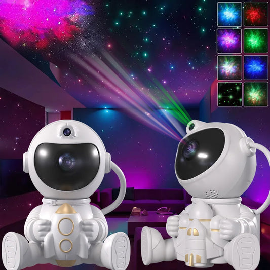 Rocket Astronaut LED Galaxy Projector – Starry Night Light for Kids' Rooms & Decor