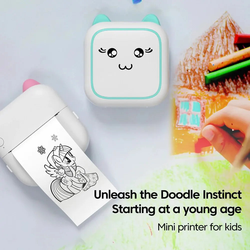 Mini Printer Portable Label Maker – Self-Adhesive Sticker, Color Thermal Paper, Wireless Bluetooth Printing for Phones & Photos