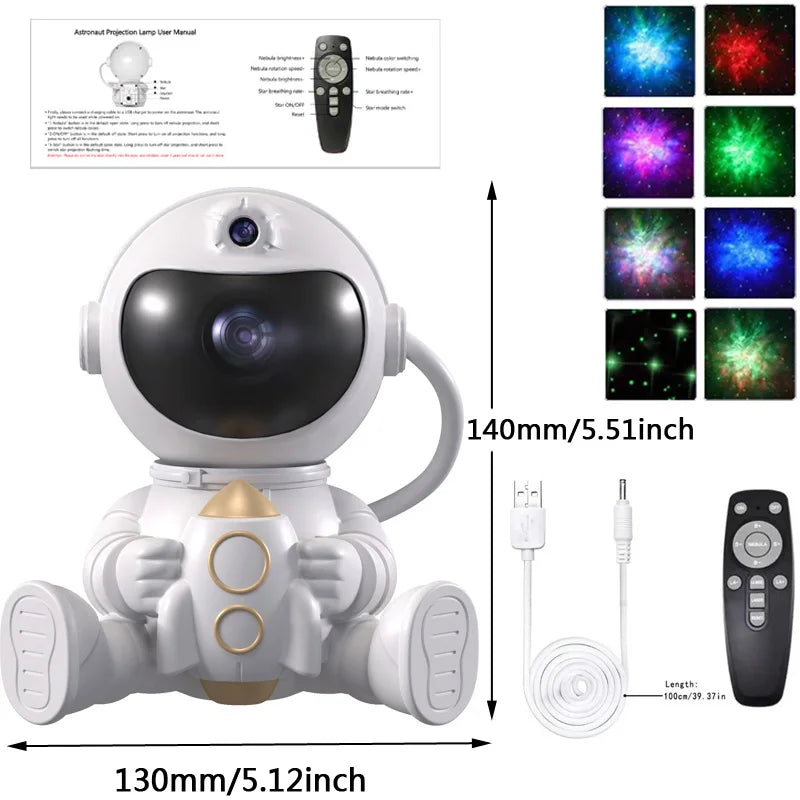 Rocket Astronaut LED Galaxy Projector – Starry Night Light for Kids' Rooms & Decor