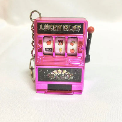 Creative Fruit Machine Slot Keychain – Fun Keyring Pendant for Car Accessory or Gift