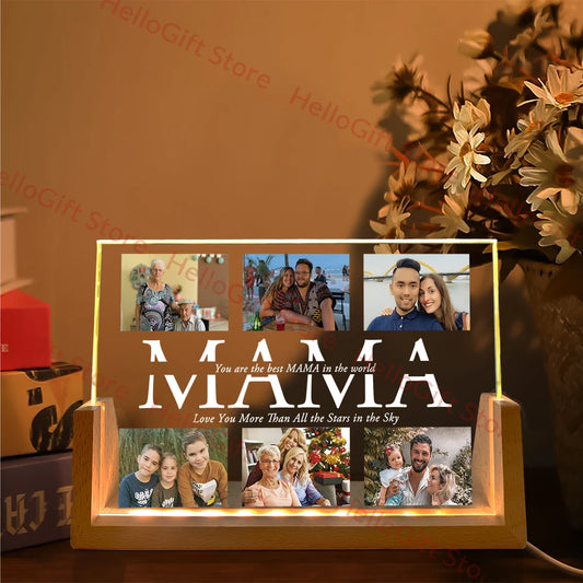 Personalized 3D Acrylic Lamp – Custom Photo & Text Night Light for MOM, DAD, Family, and Friends