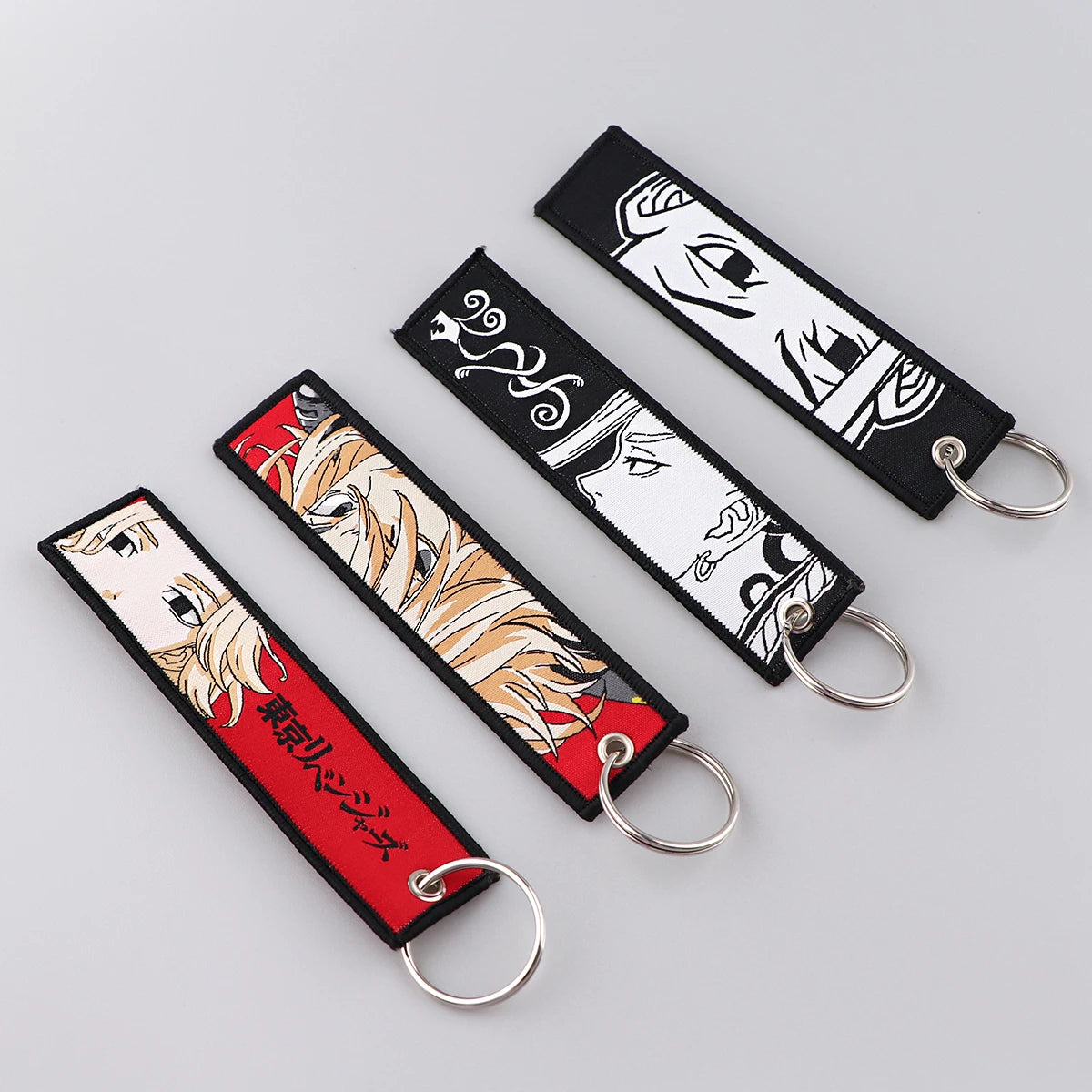 Cool Japanese Anime Embroidered Keychain – Stylish Key Fob for Cars, Motorcycles, Backpacks & Gifts