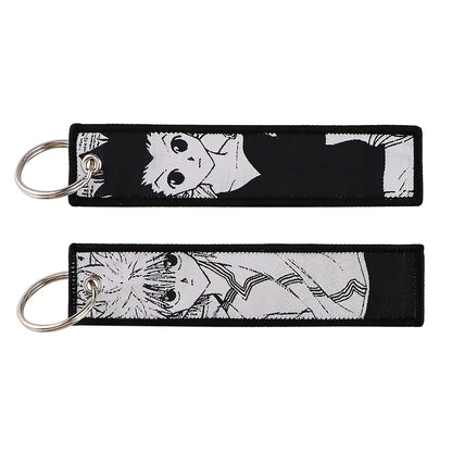 Cool Japanese Anime Embroidered Keychain – Stylish Key Fob for Cars, Motorcycles, Backpacks & Gifts