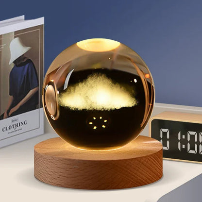 3D Laser-Engraved Crystal Glass Ball Globe – Elegant Décor & Unique Gift