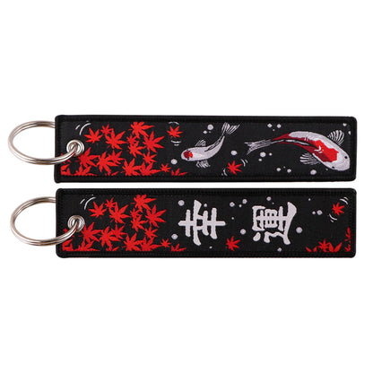 Cool Japanese Anime Embroidered Keychain – Stylish Key Fob for Cars, Motorcycles, Backpacks & Gifts