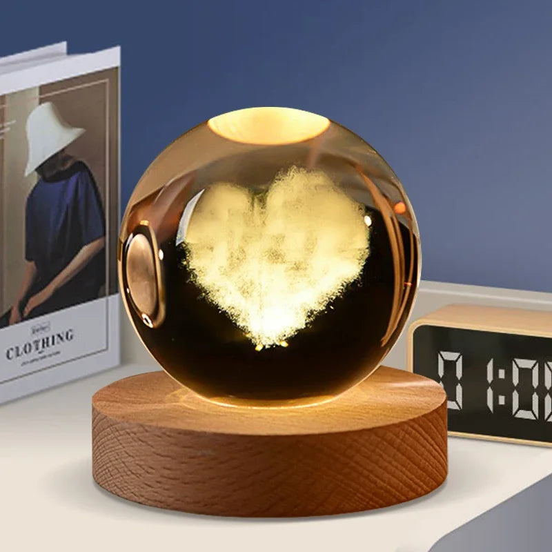 3D Laser-Engraved Crystal Glass Ball Globe – Elegant Décor & Unique Gift