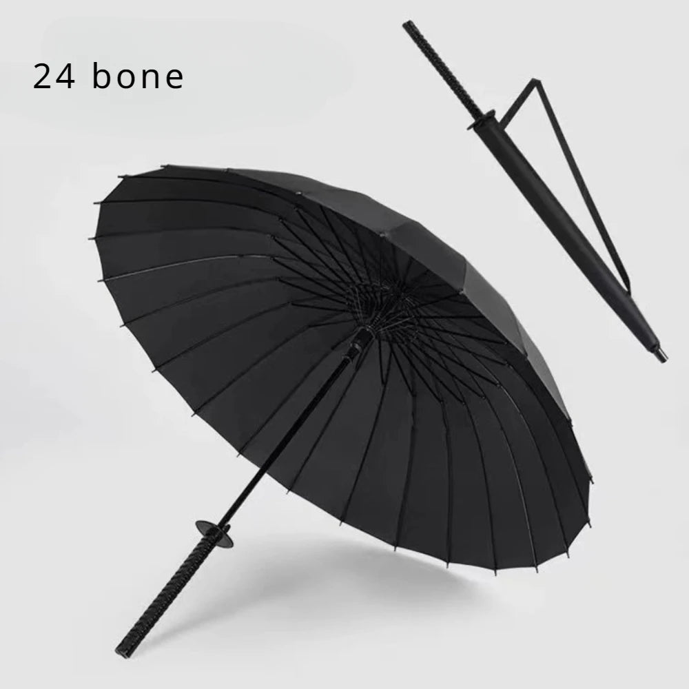 Japanese Katana Umbrella – 8/16/24 Bone Samurai Sword Rain Gear with Removable Handle, Automatic Long Handle & Rainproof Design