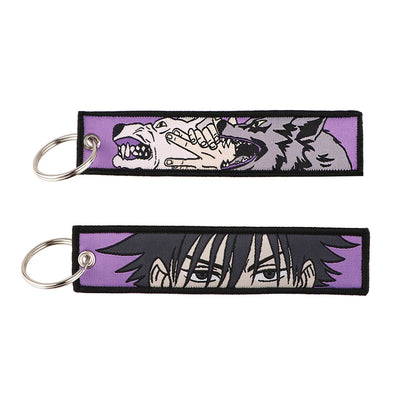 Cool Japanese Anime Embroidered Keychain – Stylish Key Fob for Cars, Motorcycles, Backpacks & Gifts