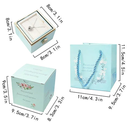 Rotating Eternal Rose Jewelry Box – Elegant Storage for Rings, Earrings, and Necklaces, Perfect Valentine's Day or Wedding Gift