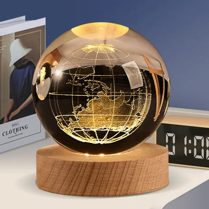 3D Laser-Engraved Crystal Glass Ball Globe – Elegant Décor & Unique Gift