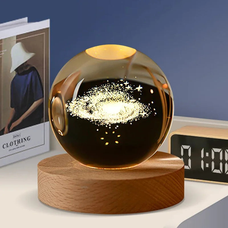 3D Laser-Engraved Crystal Glass Ball Globe – Elegant Décor & Unique Gift