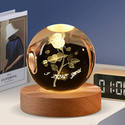 3D Laser-Engraved Crystal Glass Ball Globe – Elegant Décor & Unique Gift