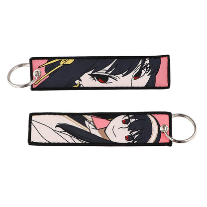 Cool Japanese Anime Embroidered Keychain – Stylish Key Fob for Cars, Motorcycles, Backpacks & Gifts