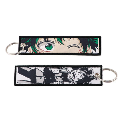 Cool Japanese Anime Embroidered Keychain – Stylish Key Fob for Cars, Motorcycles, Backpacks & Gifts