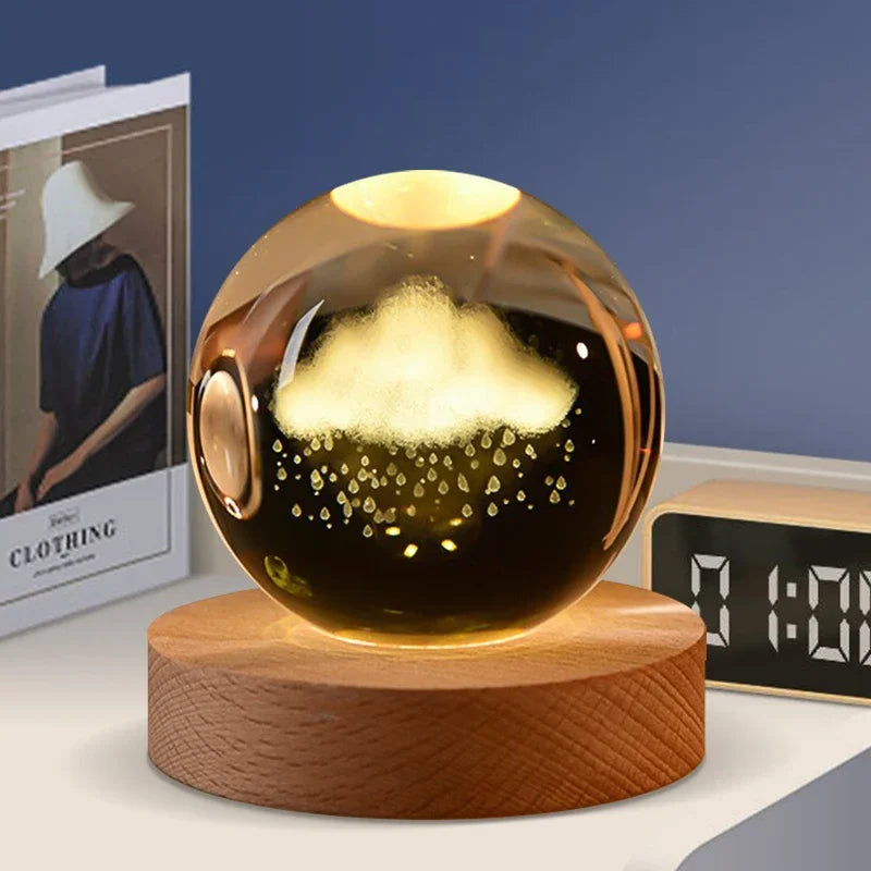 3D Laser-Engraved Crystal Glass Ball Globe – Elegant Décor & Unique Gift