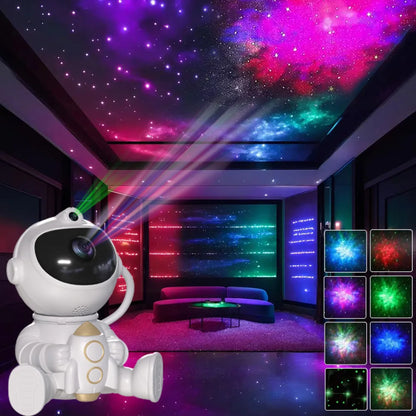 Rocket Astronaut LED Galaxy Projector – Starry Night Light for Kids' Rooms & Decor