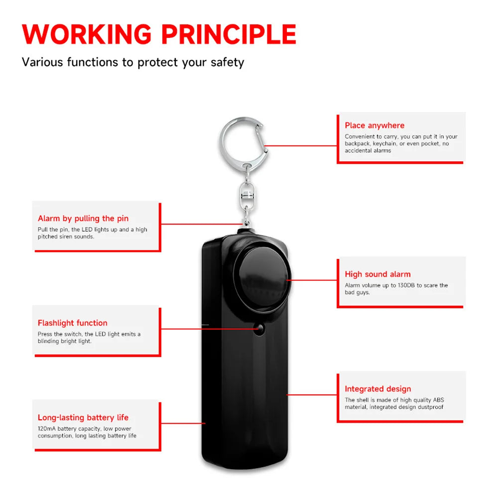 130dB Personal Security Alarm – Self-Defense Keychain for Women, Children, and Elders | Portable Emergency Safety Device