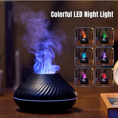 Volcanic Aroma Diffuser Essential Oil Lamp – USB Portable Air Humidifier with Color Flame Night Light (130ml)