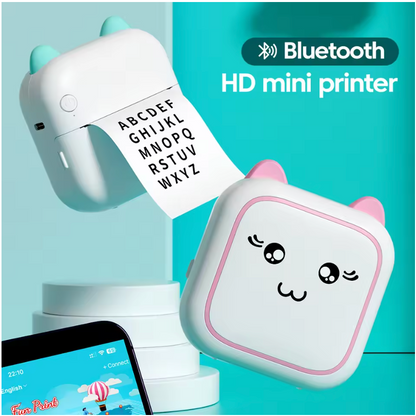 Mini Printer Portable Label Maker – Self-Adhesive Sticker, Color Thermal Paper, Wireless Bluetooth Printing for Phones & Photos