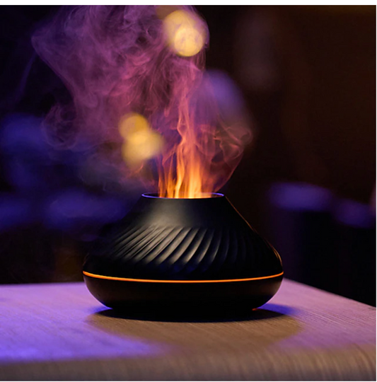 Volcanic Aroma Diffuser Essential Oil Lamp – USB Portable Air Humidifier with Color Flame Night Light (130ml)