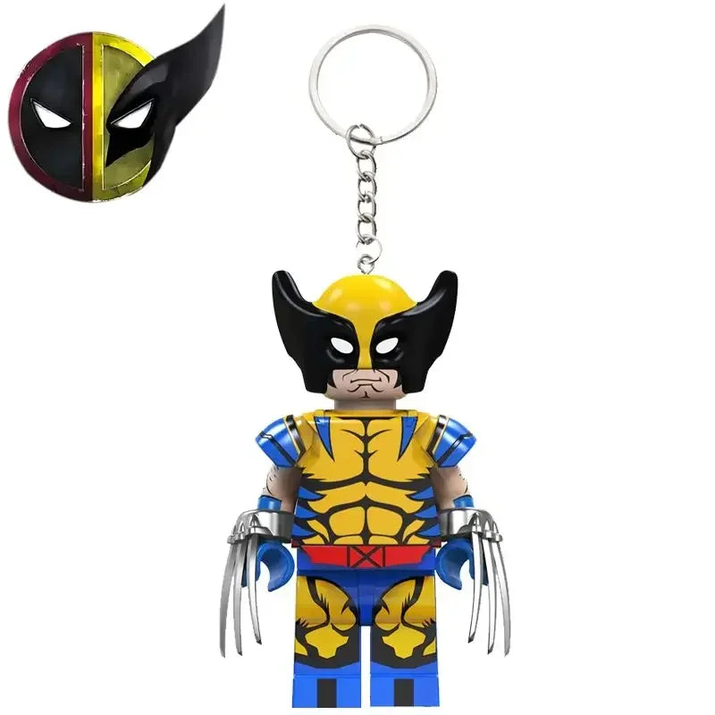 Deadpool & Wolverine Keychain – Superhero Building Blocks Pendant for Bags & Gifts