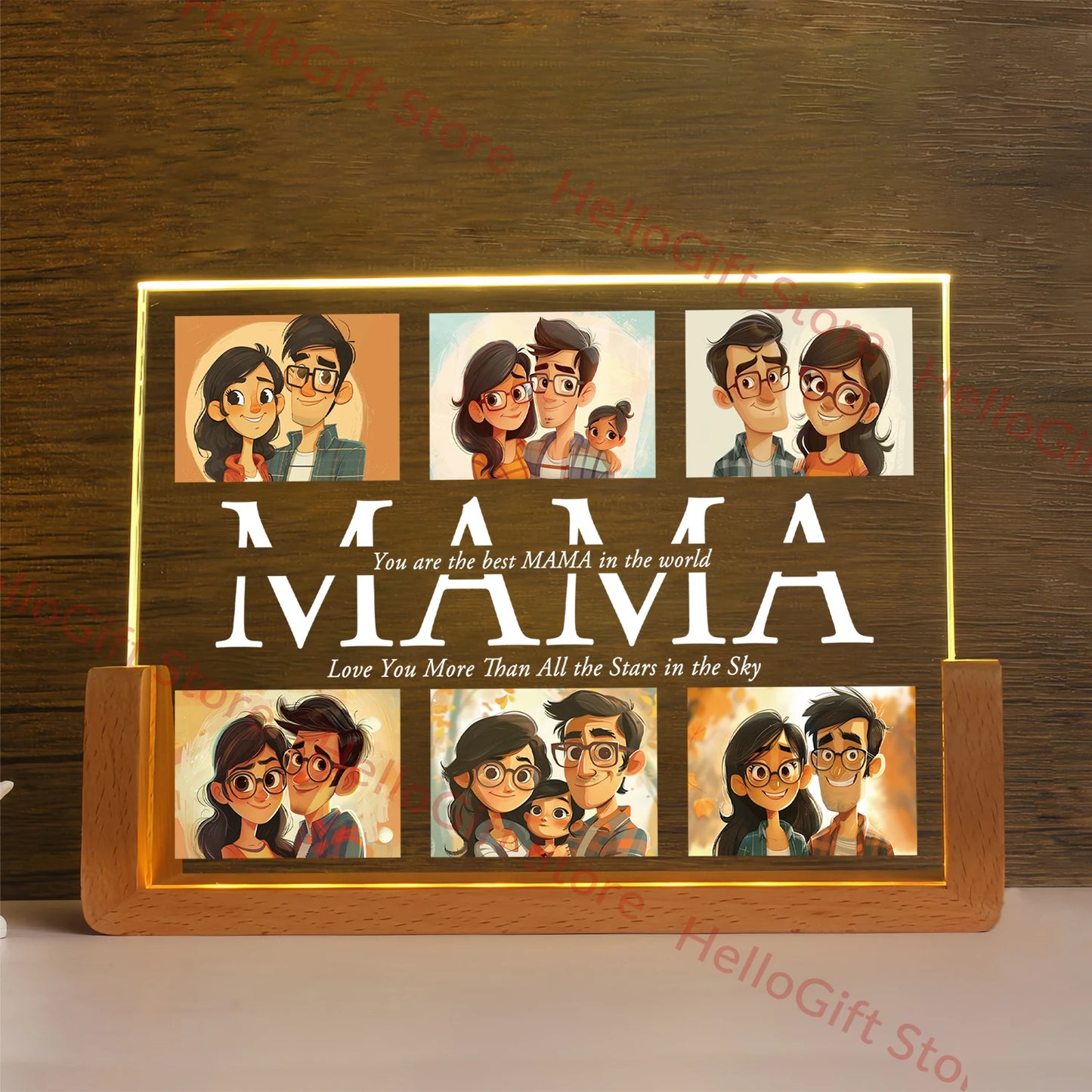 Personalized 3D Acrylic Lamp – Custom Photo & Text Night Light for MOM, DAD, Family, and Friends