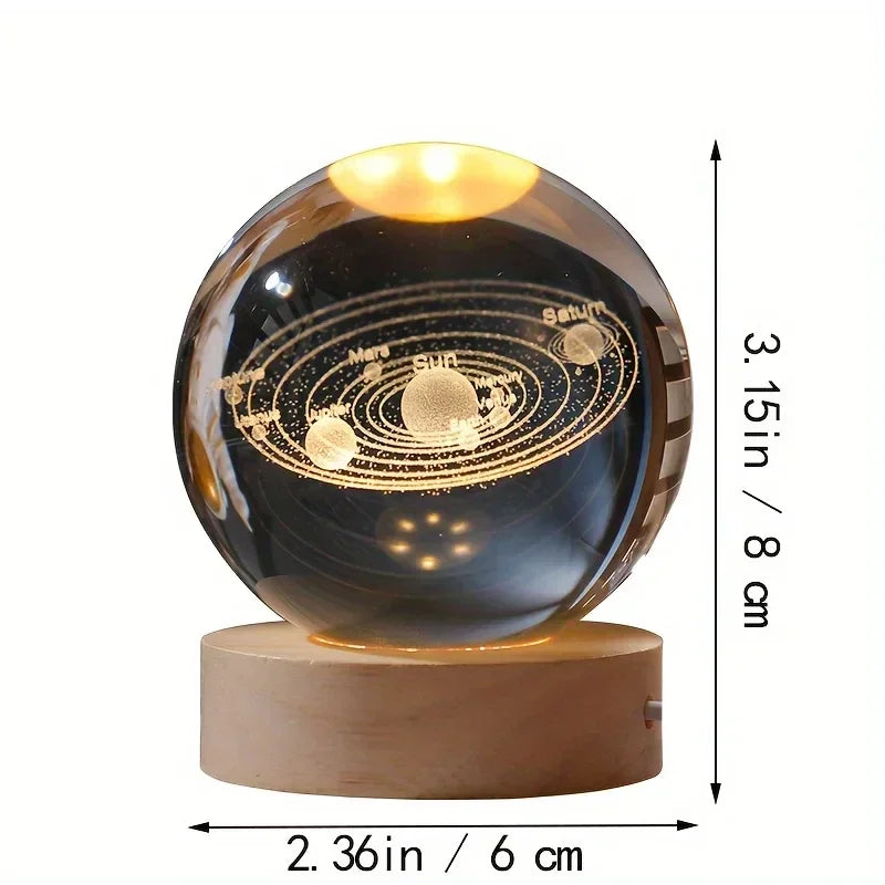 3D Laser-Engraved Crystal Glass Ball Globe – Elegant Décor & Unique Gift