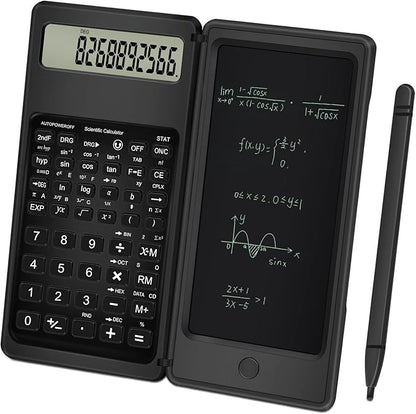 Foldable 10-Digit Scientific Calculator with Erasable Writing Tablet – Large Display Digital Drawing Pad for Math & More